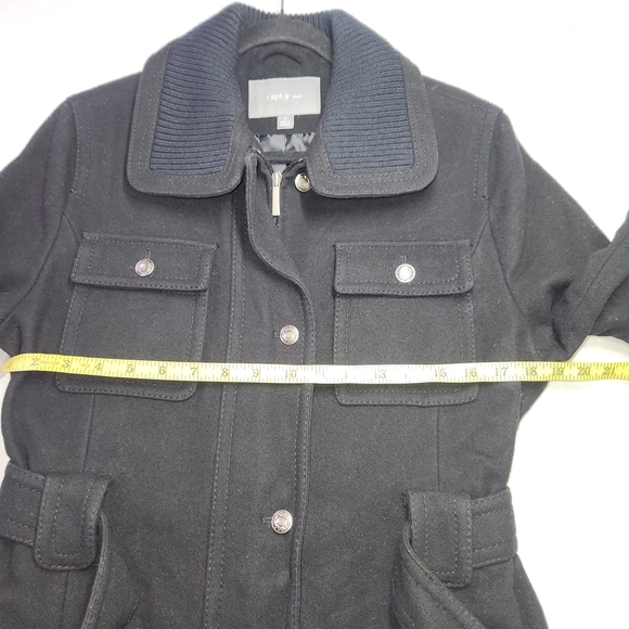 🖤Apt. 9 Women's Large Black Mid Length Coat 80% Wool - Picture 8 of 12